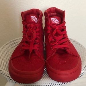 Red on Red High Top Vans
